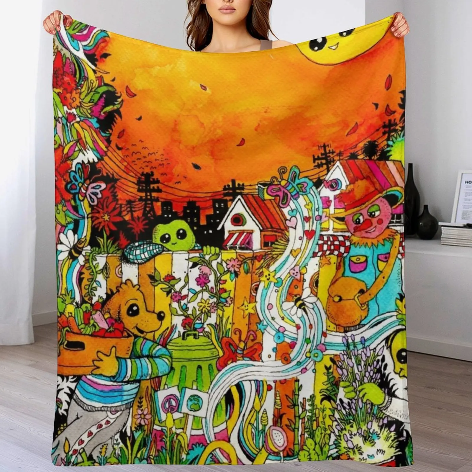 Urban Farming Home - Manta decorativa suave Urban Farm Time